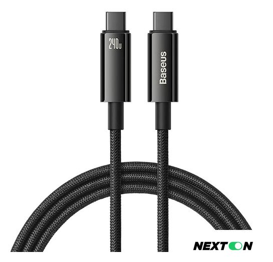 Кабель Baseus Tungsten Gold Fast Charging Data Cable USB Type-C - USB Type-C (1 м, черный) - Изображение №1 — Интернет-магазин Nexton