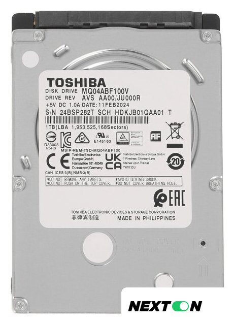Жесткий диск Toshiba MQ04ABF100V 1TB - Изображение №1 — Интернет-магазин Nexton