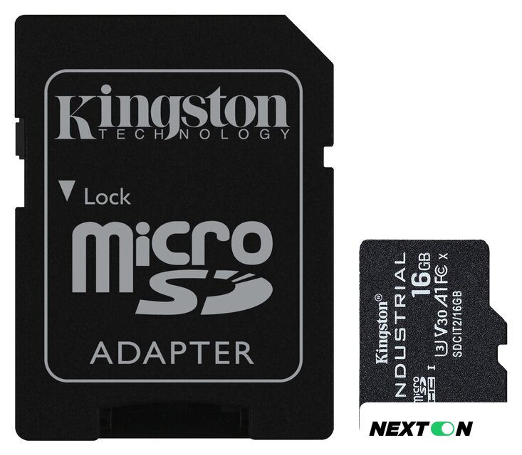 Карта памяти Kingston Industrial microSDHC SDCIT2/16GB 16GB (с адаптером) - Изображение №1 — Интернет-магазин Nexton