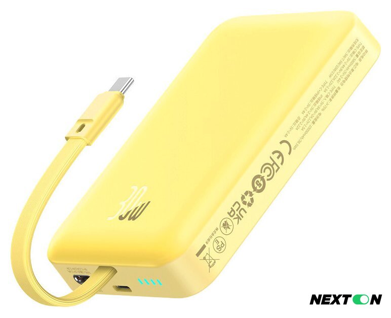 Внешний аккумулятор Baseus Magnetic Fast Charge Power Bank Type-C Edition 30W 10000mAh (желтый) - Изображение №1 — Интернет-магазин Nexton