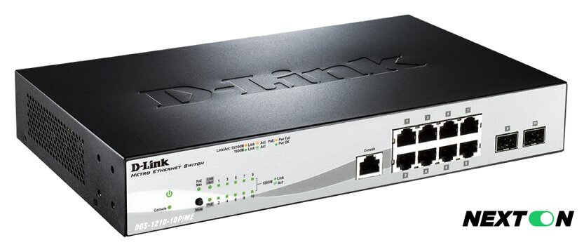 Управляемый коммутатор 2-го уровня D-Link DGS-1210-10P/ME/A1A - Изображение №2 — Интернет-магазин Nexton