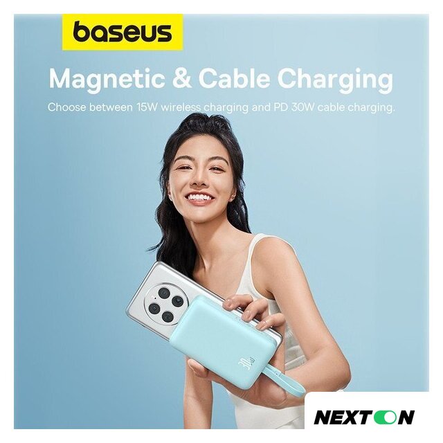Внешний аккумулятор Baseus Magnetic Fast Charge Power Bank Type-C Edition 30W 10000mAh (мятный) - Изображение №13 — Интернет-магазин Nexton