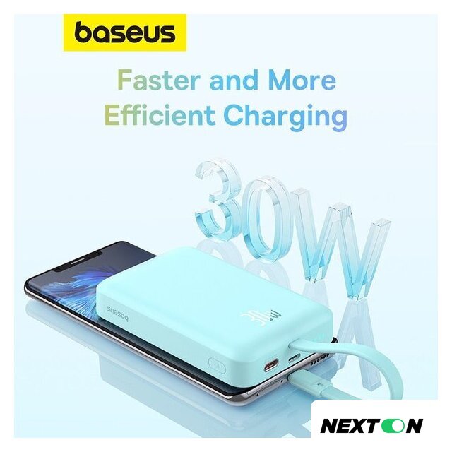 Внешний аккумулятор Baseus Magnetic Fast Charge Power Bank Type-C Edition 30W 10000mAh (мятный) - Изображение №14 — Интернет-магазин Nexton