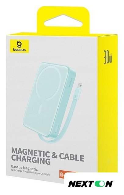 Внешний аккумулятор Baseus Magnetic Fast Charge Power Bank Type-C Edition 30W 10000mAh (мятный) - Изображение №7 — Интернет-магазин Nexton