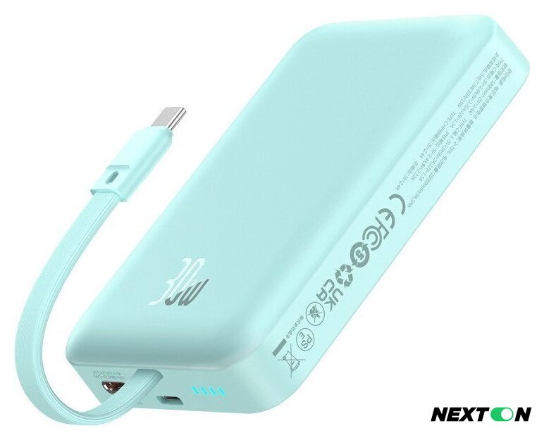 Внешний аккумулятор Baseus Magnetic Fast Charge Power Bank Type-C Edition 30W 10000mAh (мятный) - Изображение №1 — Интернет-магазин Nexton