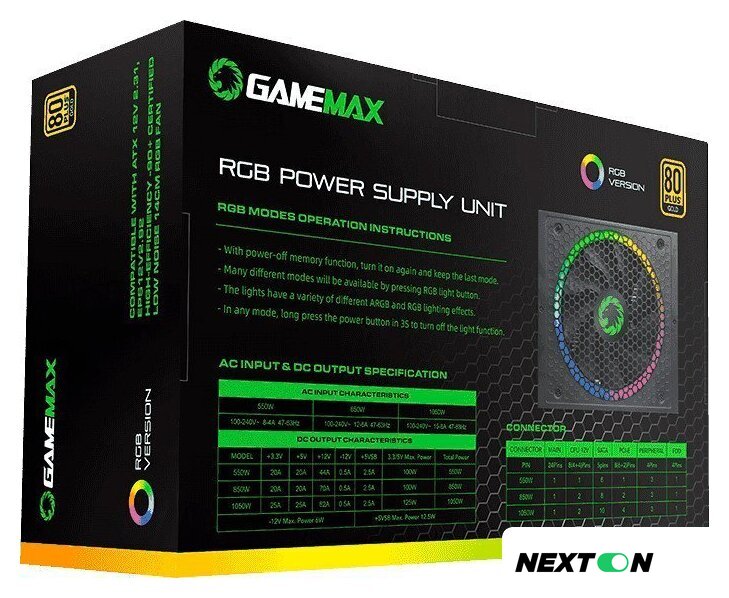 Блок питания GameMax RGB-1050 Pro - Изображение №14 — Интернет-магазин Nexton