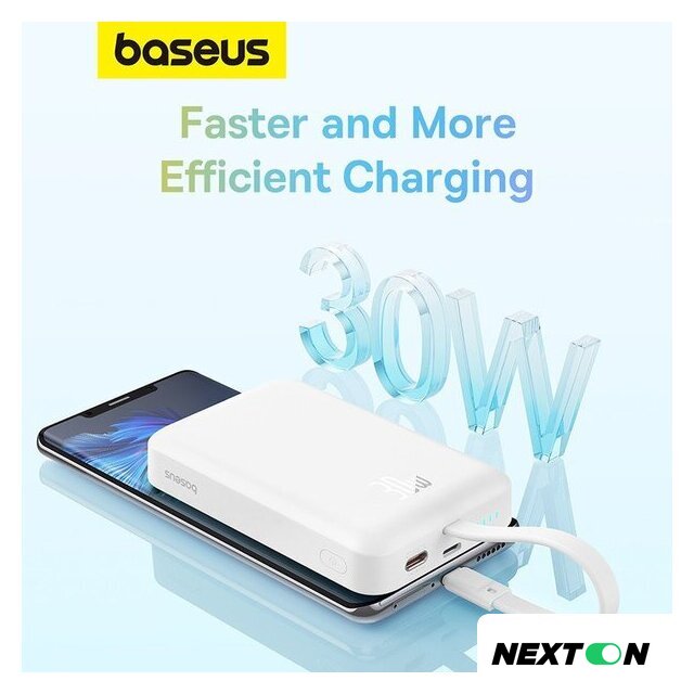 Внешний аккумулятор Baseus Magnetic Fast Charge Power Bank Type-C Edition 30W 10000mAh (белый) - Изображение №14 — Интернет-магазин Nexton