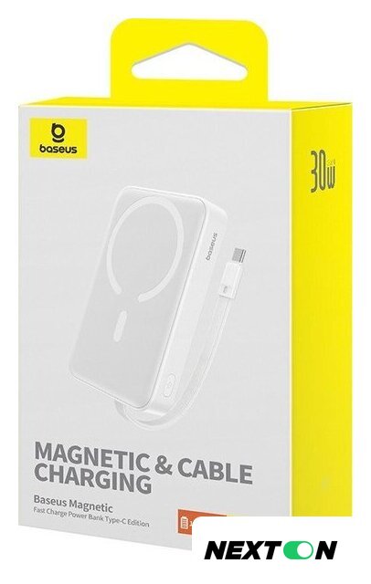 Внешний аккумулятор Baseus Magnetic Fast Charge Power Bank Type-C Edition 30W 10000mAh (белый) - Изображение №7 — Интернет-магазин Nexton
