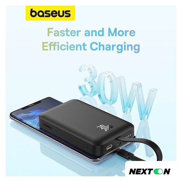 Внешний аккумулятор Baseus Magnetic Fast Charge Power Bank Type-C Edition 30W 10000mAh (черный) - Изображение №14 — Интернет-магазин Nexton