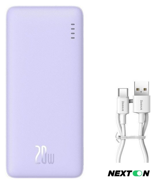 Внешний аккумулятор Baseus Airpow Fast Charge Power Bank 20W 10000mAh (сиреневый) - Изображение №7 — Интернет-магазин Nexton