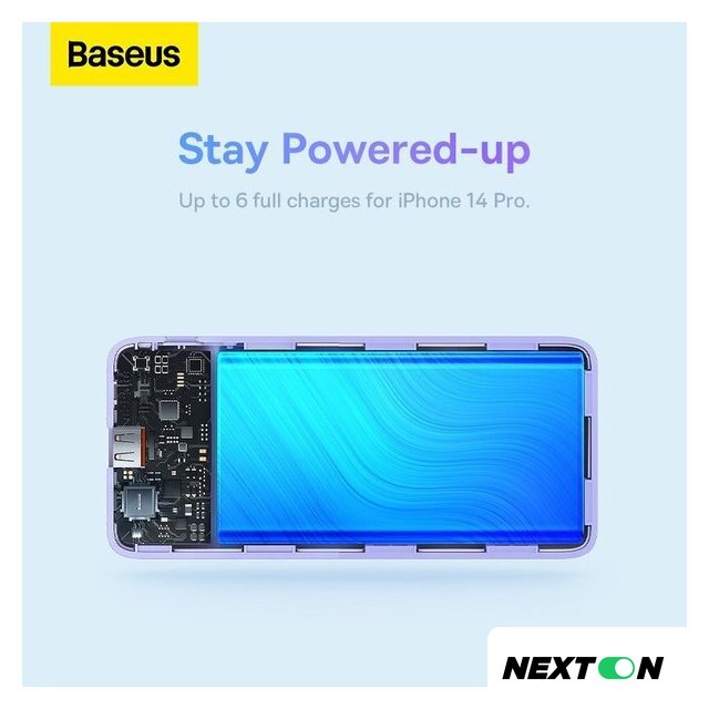 Внешний аккумулятор Baseus Airpow Fast Charge Power Bank 20W 10000mAh (сиреневый) - Изображение №14 — Интернет-магазин Nexton