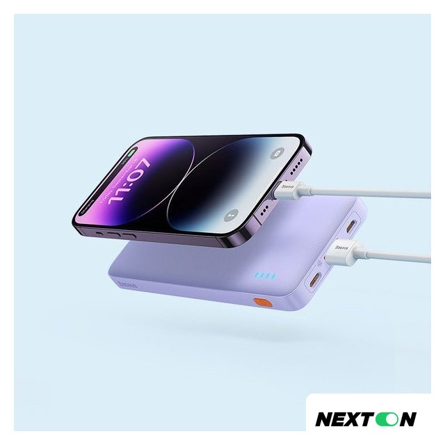 Внешний аккумулятор Baseus Airpow Fast Charge Power Bank 20W 10000mAh (сиреневый) - Изображение №9 — Интернет-магазин Nexton