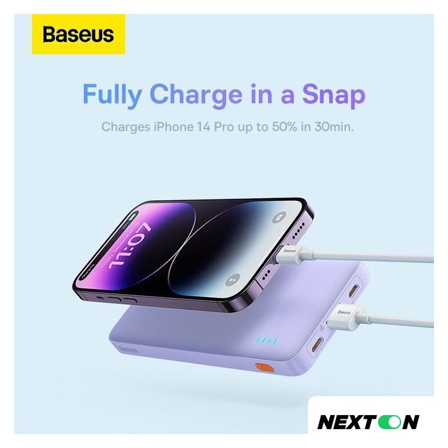 Внешний аккумулятор Baseus Airpow Fast Charge Power Bank 20W 10000mAh (сиреневый) - Изображение №15 — Интернет-магазин Nexton