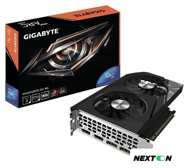 Видеокарта Gigabyte Intel Arc A380 Windforce OC GV-IA380WF2OC-6GD - Изображение №2 — Интернет-магазин Nexton
