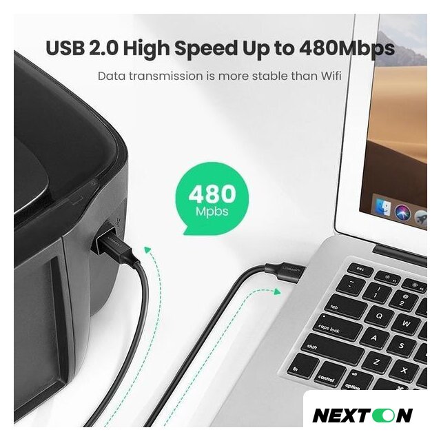 Кабель Ugreen US135 USB Type-A - USB Type-B (1 м, черный) - Изображение №4 — Интернет-магазин Nexton