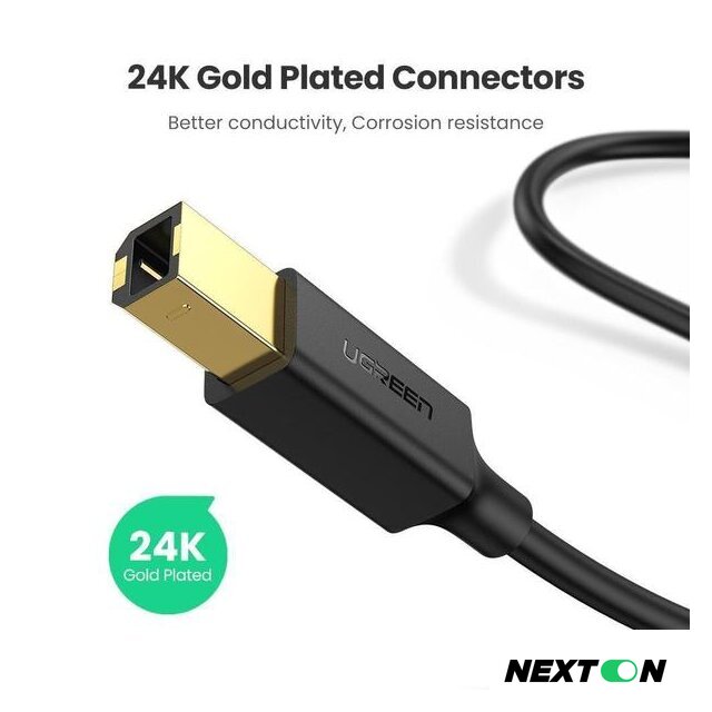 Кабель Ugreen US135 USB Type-A - USB Type-B (1 м, черный) - Изображение №6 — Интернет-магазин Nexton