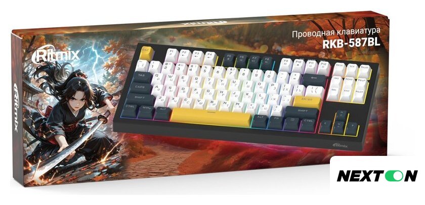 Клавиатура Ritmix RKB-587BL (черный/белый) - Изображение №4 — Интернет-магазин Nexton