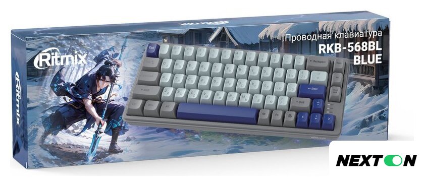Клавиатура Ritmix RKB-568BL (серый/голубой) - Изображение №4 — Интернет-магазин Nexton