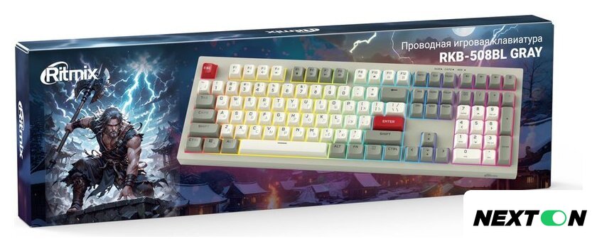 Клавиатура Ritmix RKB-508BL (серый/белый) - Изображение №4 — Интернет-магазин Nexton