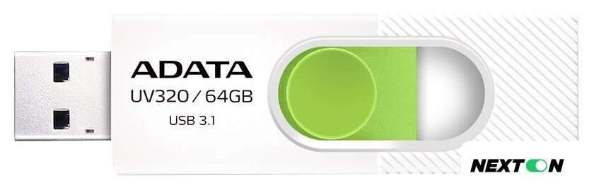 USB Flash ADATA UV320 64GB (белый/зеленый) - Изображение №1 — Интернет-магазин Nexton