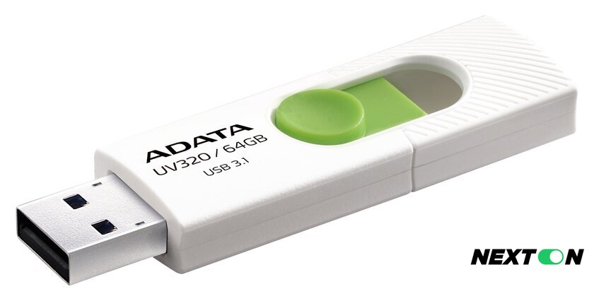 USB Flash ADATA UV320 64GB (белый/зеленый) - Изображение №2 — Интернет-магазин Nexton