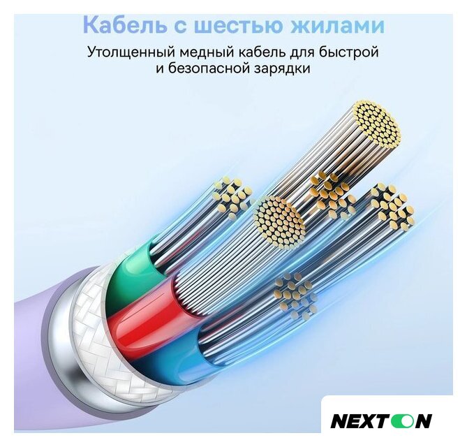Кабель Baseus Pudding Series Fast Charging Cable 100W USB Type-C - USB Type-C (1.2 м, фиолетовый) - Изображение №6 — Интернет-магазин Nexton