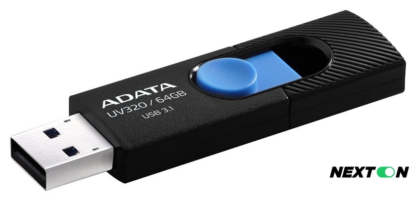 USB Flash ADATA UV320 64GB (черный/голубой) - Изображение №2 — Интернет-магазин Nexton