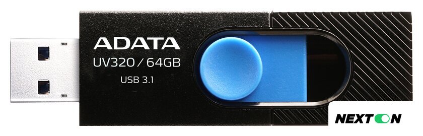 USB Flash ADATA UV320 64GB (черный/голубой) - Изображение №1 — Интернет-магазин Nexton