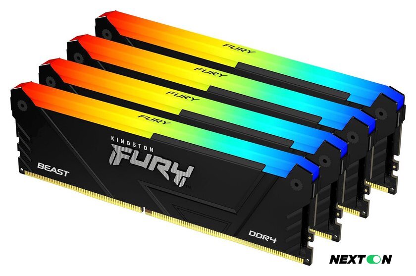 Оперативная память Kingston FURY Beast RGB 4x8ГБ DDR4 3200 МГц KF432C16BB2AK4/32 - Изображение №1 — Интернет-магазин Nexton