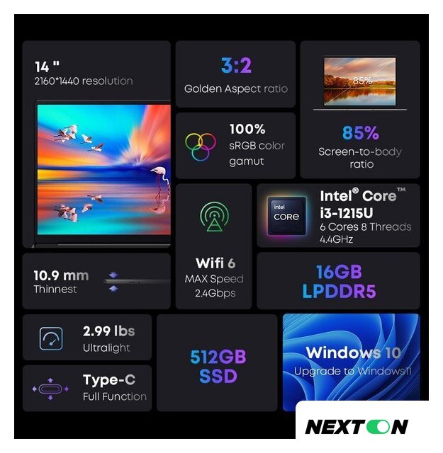 Ноутбук Chuwi CoreBook X 2023 i3 16GB+512GB - Изображение №9 — Интернет-магазин Nexton