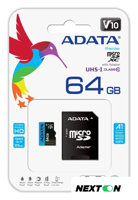 Карта памяти ADATA Premier AUSDX64GUICL10A1-RA1 microSDXC 64GB (с адаптером) - Изображение №4 — Интернет-магазин Nexton