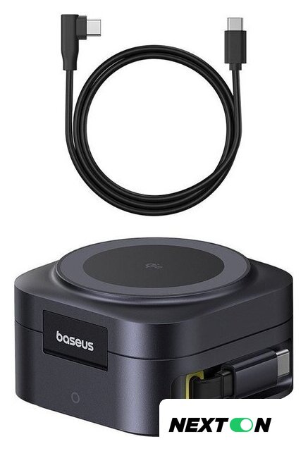 Сетевое зарядное Baseus PicoGo Series 2-in-1 Magnetic Wireless Charger Qi2 67W P10276800123-00 (черный) - Изображение №3 — Интернет-магазин Nexton