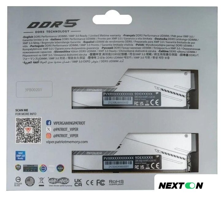 Оперативная память Patriot Viper Xtreme 5 2x16ГБ DDR5 6400 МГц PVXR532G64C32KM - Изображение №5 — Интернет-магазин Nexton