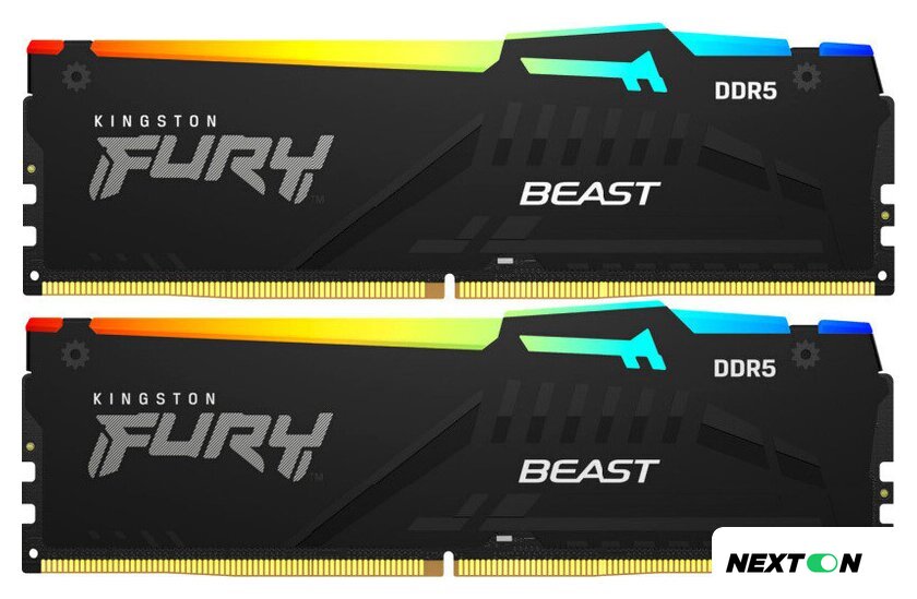 Оперативная память Kingston FURY Beast RGB 2x32ГБ DDR5 6400 МГц KF564C32BBEAK2-64 - Изображение №1 — Интернет-магазин Nexton