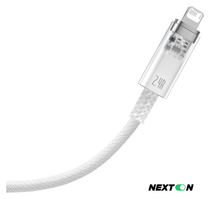 Кабель Baseus Explorer Series Fast Charging Cable with Smart Temperature Control 2.4A USB Type-A - Lightning (2 м, белый) - Изображение №3 — Интернет-магазин Nexton