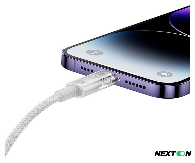 Кабель Baseus Explorer Series Fast Charging Cable with Smart Temperature Control 2.4A USB Type-A - Lightning (2 м, белый) - Изображение №7 — Интернет-магазин Nexton