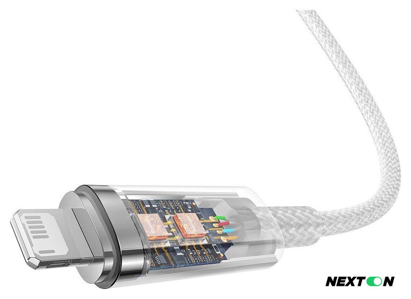 Кабель Baseus Explorer Series Fast Charging Cable with Smart Temperature Control 2.4A USB Type-A - Lightning (2 м, белый) - Изображение №5 — Интернет-магазин Nexton