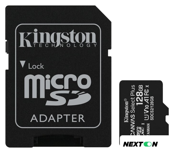 Карта памяти Kingston Canvas Select Plus microSDXC 128GB SDCS2/128GB (с адаптером) - Изображение №1 — Интернет-магазин Nexton
