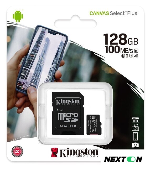Карта памяти Kingston Canvas Select Plus microSDXC 128GB SDCS2/128GB (с адаптером) - Изображение №3 — Интернет-магазин Nexton