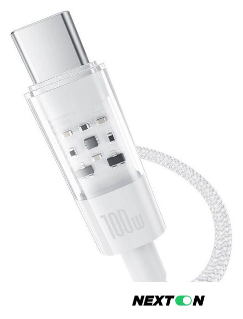 Кабель Baseus Gem Fast-Charging Data Cable 100W USB Type-C - USB Type-C (1 м, белый) - Изображение №3 — Интернет-магазин Nexton