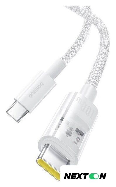 Кабель Baseus Gem Fast-Charging Data Cable 100W USB Type-C - USB Type-C (1 м, белый) - Изображение №2 — Интернет-магазин Nexton