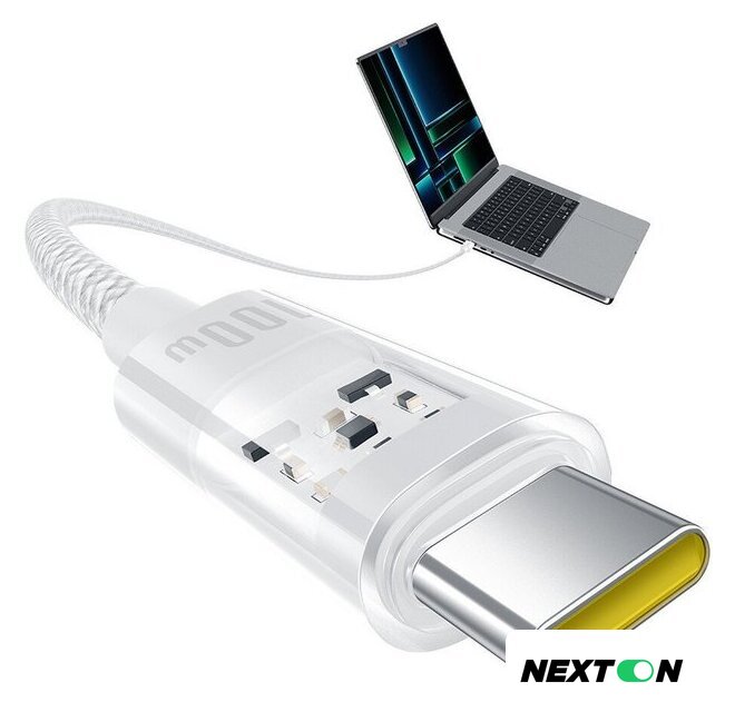 Кабель Baseus Gem Fast-Charging Data Cable 100W USB Type-C - USB Type-C (1 м, белый) - Изображение №4 — Интернет-магазин Nexton