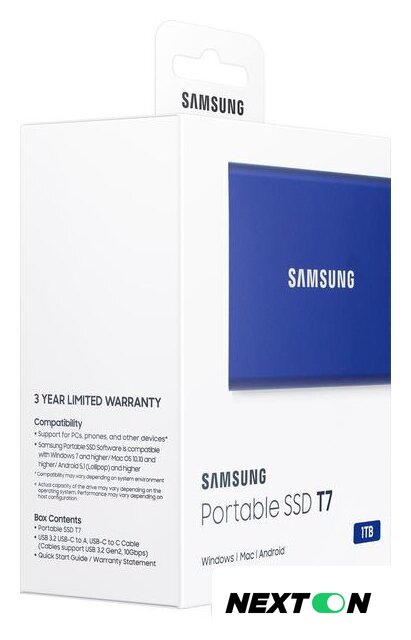 Внешний накопитель Samsung T7 1TB (синий) - Изображение №10 — Интернет-магазин Nexton