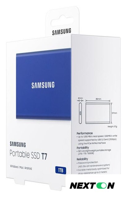 Внешний накопитель Samsung T7 1TB (синий) - Изображение №11 — Интернет-магазин Nexton