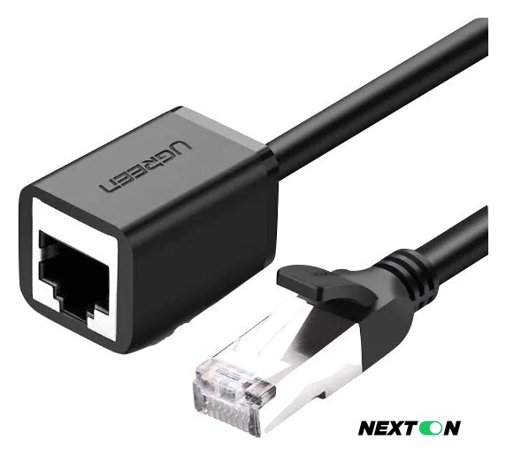 Удлинитель по витой паре Ugreen NW122 11279 RJ45 - RJ45 (1 м, черный) - Изображение №1 — Интернет-магазин Nexton