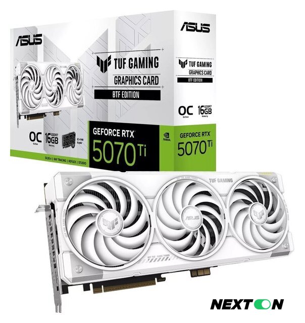 Видеокарта ASUS TUF Gaming GeForce RTX 5070 Ti 16GB GDDR7 BTF White OC Edition TUF-RTX5070TI-O16G-BTF-WHITE - Изображение №11 — Интернет-магазин Nexton