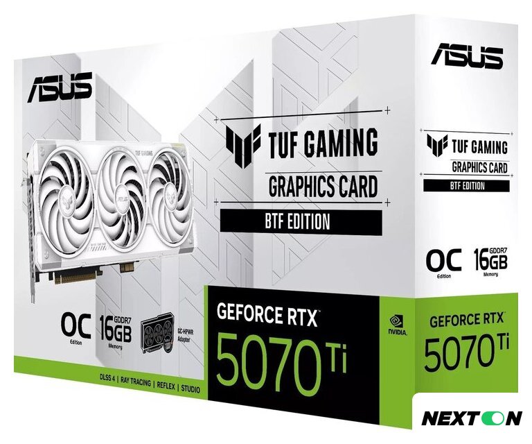 Видеокарта ASUS TUF Gaming GeForce RTX 5070 Ti 16GB GDDR7 BTF White OC Edition TUF-RTX5070TI-O16G-BTF-WHITE - Изображение №10 — Интернет-магазин Nexton