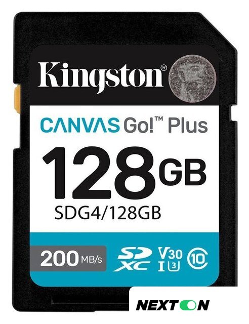 Карта памяти Kingston Canvas Go! Plus SDXC 128GB SDG4/128GB - Изображение №1 — Интернет-магазин Nexton