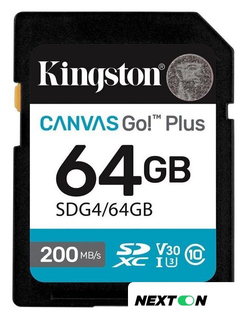 Карта памяти Kingston Canvas Go! Plus SDXC 64GB SDG4/64GB - Изображение №1 — Интернет-магазин Nexton
