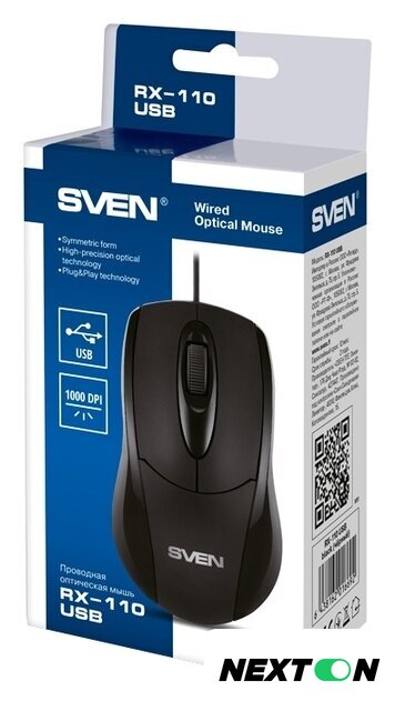 Мышь SVEN RX-110 USB (черный) - Изображение №4 — Интернет-магазин Nexton